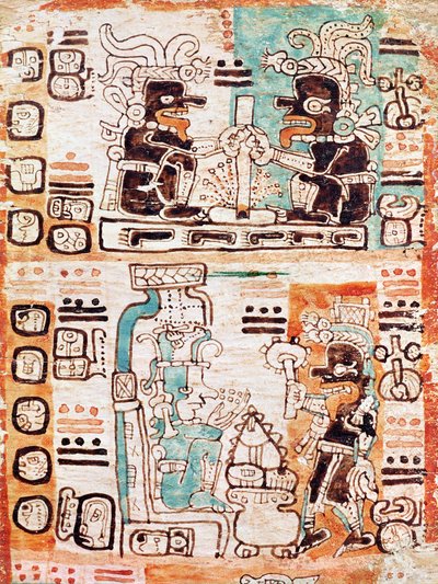 Detail from a Mayan codex by Pre Columbian